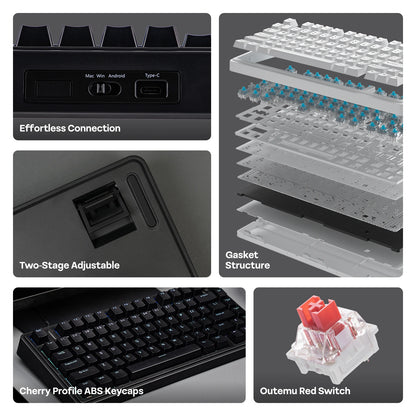 EPOMAKER x AULA F75 Teclado mecánico con cable 75% ANSI US Layout, montaje gasket, hot-swap, para Mac/WIN/Android, con perilla