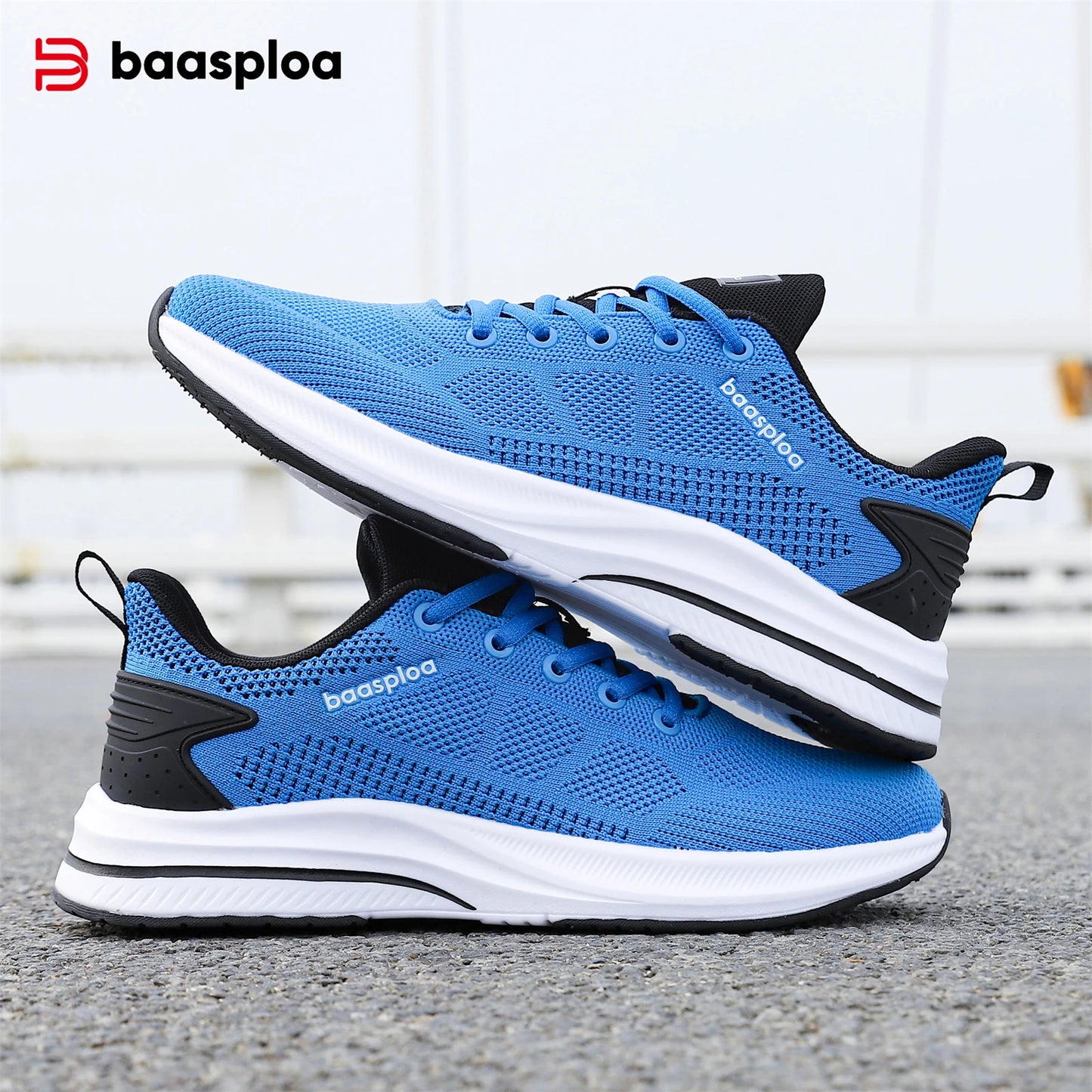 Baasploa Men Running Shoes Brand Male Designer Mesh Casual Sneakers Lightweight Lace-Up New Male Outdoor Sports Tennis Shoe