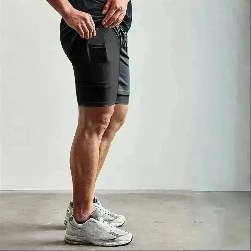 Dragon Ball Wukong Anime Sports Shorts Men's Double Layer 2-in-1 Sports Shorts Summer New Cartoon Printed Beach Pants