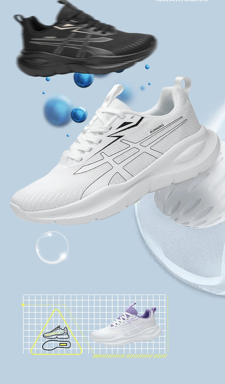 Men's and Women's EVA Sole Mesh Upper Breathable Running Shoes Soft Shock-Absorbing Sports Shoes Unisex Lightweight Sneakers