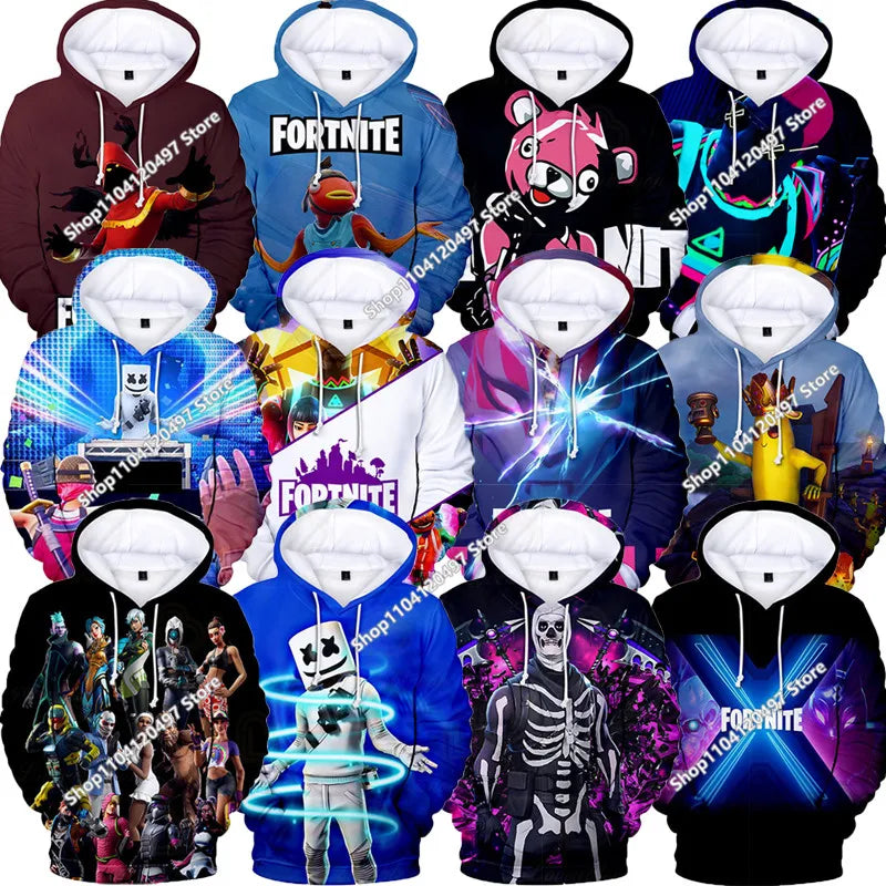 Game Fortnite Hoodies Teenager Boys Hoodie Kids Sweatshirts Cartoon Leisure Outwear Children Cosplay Pullovers Streetwear Gift