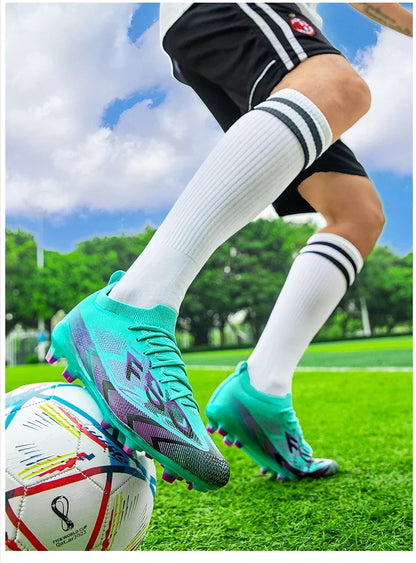 Nouvelles chaussures de football pour hommes FG, chaussures de football ultralégères, chaussures d'entraînement en plein air, chaussures de match de football, crampons longs antidérapants, livraison directe