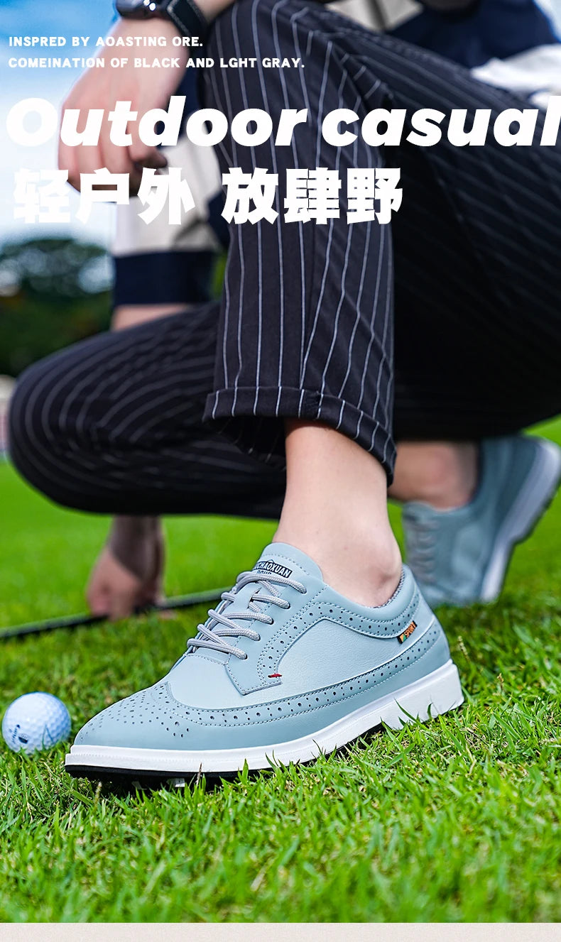 Scarpe da golf professionali da uomo in pelle di alta qualità, traspiranti, scarpe sportive per competizioni e allenamenti di golf, taglie forti 39-47#