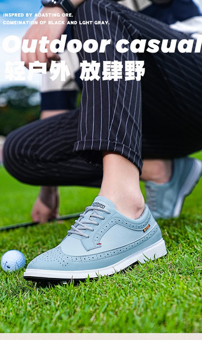 Scarpe da golf professionali da uomo in pelle di alta qualità, traspiranti, scarpe sportive per competizioni e allenamenti di golf, taglie forti 39-47#