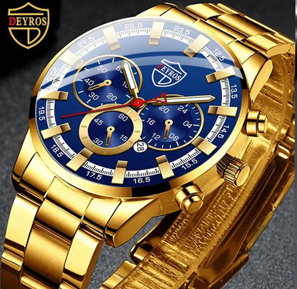 Fashion Men's Watches Business Stainless Steel Quartz Wrist Watch Calendar Date Male Casual Sports Luminous Clock
