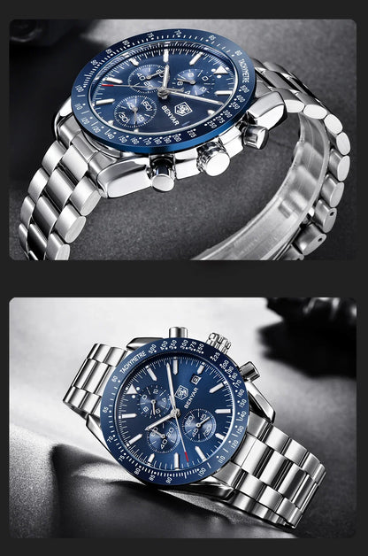 Montre homme BENYAR 5140, montre de sport décontractée, montre à quartz de luxe étanche, chronographe militaire de marque haut de gamme.