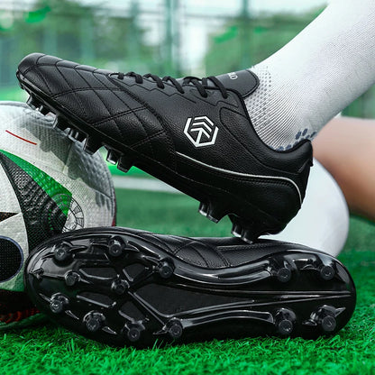 Men Long Spike Football Soccer Boots Outdoor Male Gym Training Sneakers Big Size Black White for Teenager Sports