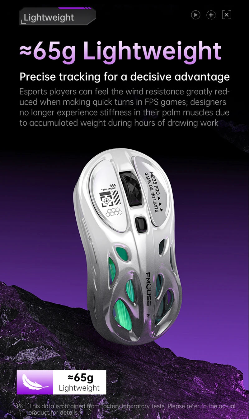 Wireless 2.4G Tri-Mode Rgb Gaming Mouse Hollow Lightweight Design With Chroma Lighting Wired Bluetooth E-Sports Mouse Controller