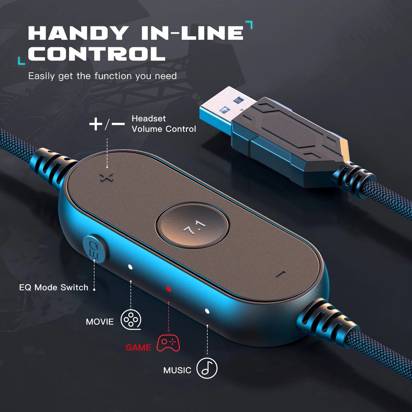 FIFINE RGB Gaming Headset with Mic – 7.1 Surround Sound Wired Over-Ear USB Headphones for PC, PS4, PS5, with EQ Modes & Noise Isolation