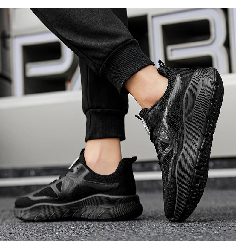 Fashion Platform Men's Running Shoes Trendy Casual Knit Breathable Orange Sneakers Men Outdoor Sports Non-Slip Jogging Shoes Men