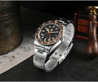 San Martin 39mm NH34 GMT Men Luxury Watch Bidirectional Aluminum Bezel Automatic Mechanical Sapphire 100M Waterproof  SN0109