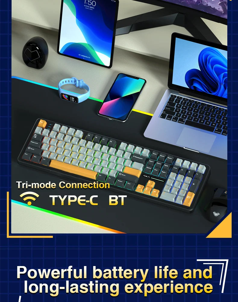 AULA F108 Keyboard 100% Layout 1K Polling Rate Mechanical Gaming Keyboard Hot Swappable Linear Switch with Macro Software