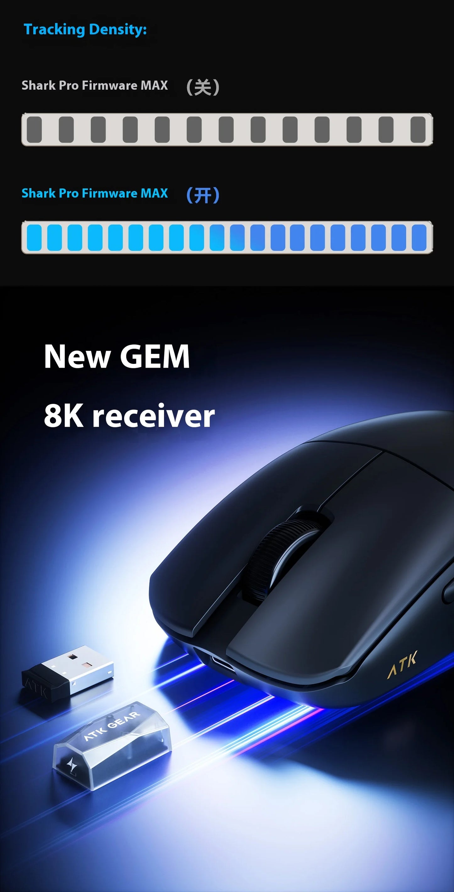 Mouse gaming ATK F1 V2 Ultra MAX wireless tri-mode PAW3950, dublu 8k, ușor, ergonomic, mouse esports, accesoriu PC personalizat