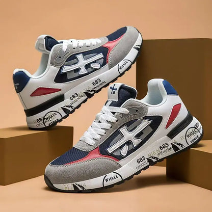 Baskets rétro de marque de luxe pour hommes et femmes, chaussures en maille respirante et en daim, semelle imprimée tendance, à lacets, baskets décontractées pour tous les jours