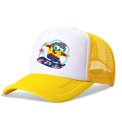 Cartoon SpongeBob Men Women Baseball Cap Outdoor Travel Boy Girl Mesh Sunhat Adult Hip Hop Dad Hat Summer Sport Trucker Peak Cap