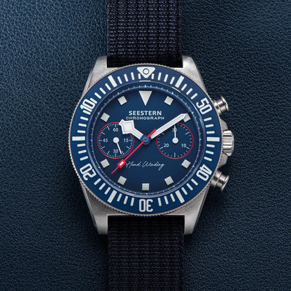SEESTERN cronógrafo para hombre, reloj mecánico con movimiento Tianjin ST1901, cristal de zafiro, correa de nailon con velcro, esqueleto luminoso