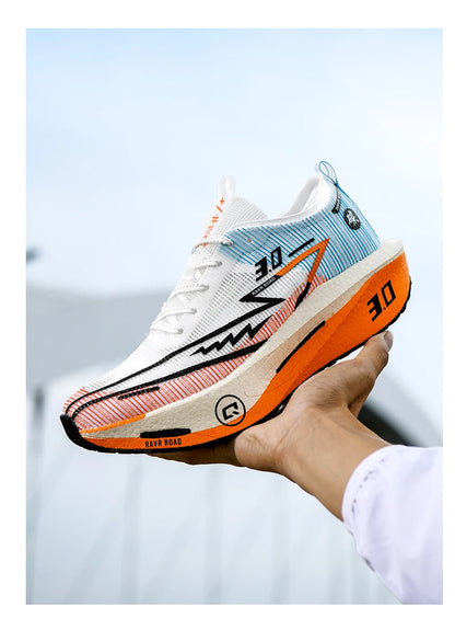 Zapatillas de running especializadas con placa de carbono para maratón, deportivas para hombre y mujer, transpirables, ligeras, cómodas y antideslizantes