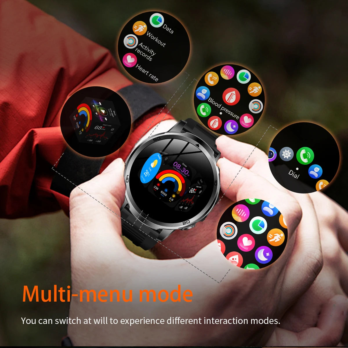2026 New Military Outdoor Smart Watch 1.85‘’ AMOLED 1000mAh Large Battery 5ATM Waterproof Voice Call Sports Men Fitness Bracel