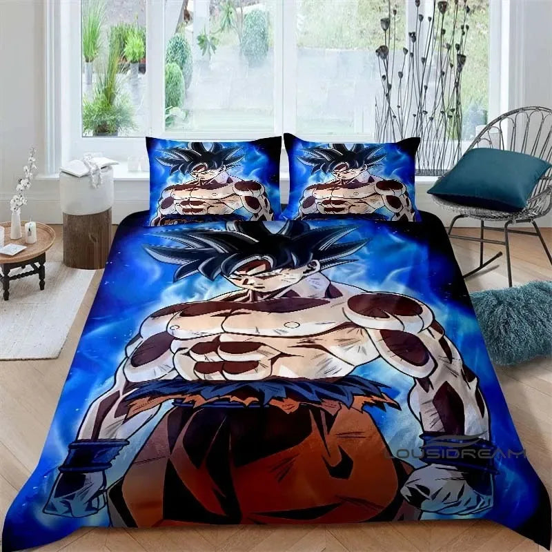 Cartoon/Anime Son Goku Dragon Ball bedrukte beddengoedset: deze zachte en comfortabele set bevat een dekbedovertrek en kussensloop