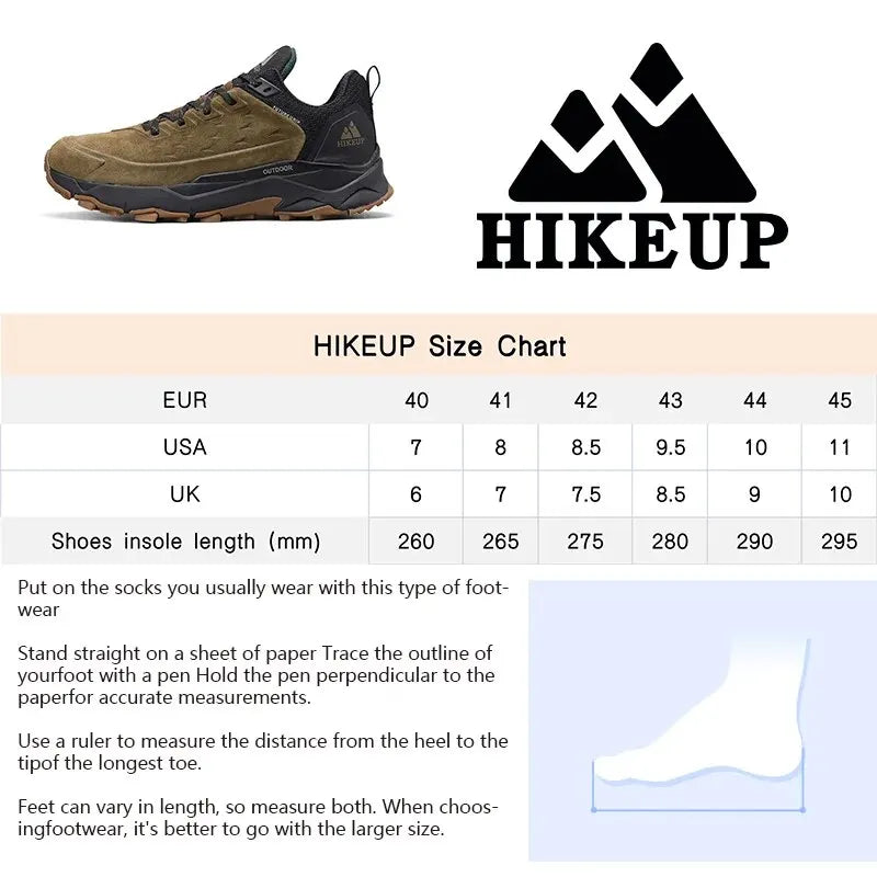 HIKEUP Nyeste vandresko til mænd Slidstærke skridsikre udendørs sneakers til klatring, trekking og jagt – herresport i ruskind og læder