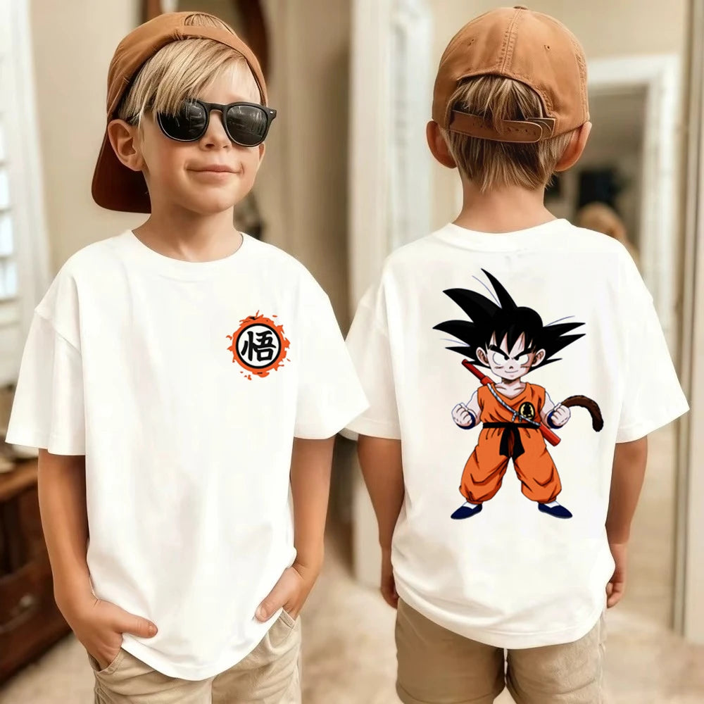Anime Dragon Ball Cosplay T-Shirt Cotton Short Sleeve Tops Casual Loose Retro T-Shirt Men Women Family Matching Summer Outfits