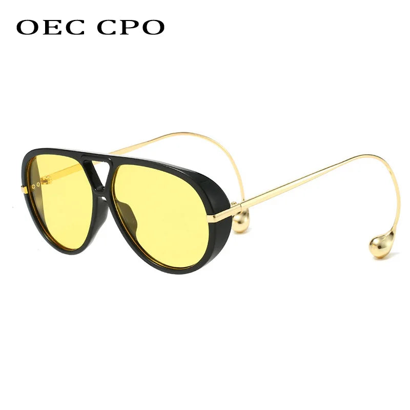Vintage Oversized Pilot Sunglasses Unisex Double Bridge UV400 Protection Fashionable Punk Style Female Shades Popular Eyewear