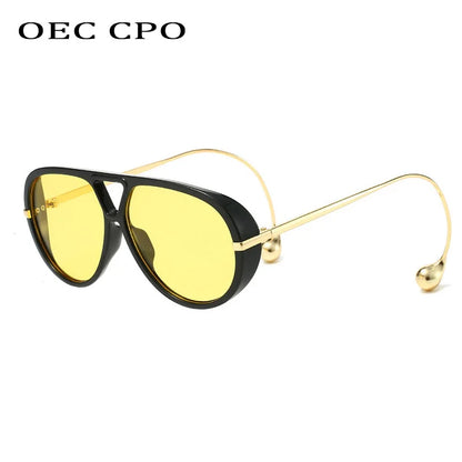 Vintage Oversized Pilot Sunglasses Unisex Double Bridge UV400 Protection Fashionable Punk Style Female Shades Popular Eyewear