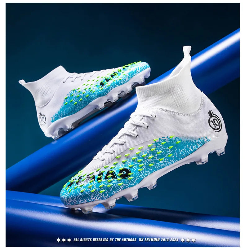 1 paire de chaussures de football pour hommes, résistantes à l'usure, antidérapantes, avec crampons longs et courts, idéales pour les matchs sur gazon extérieur, pour étudiants et adultes