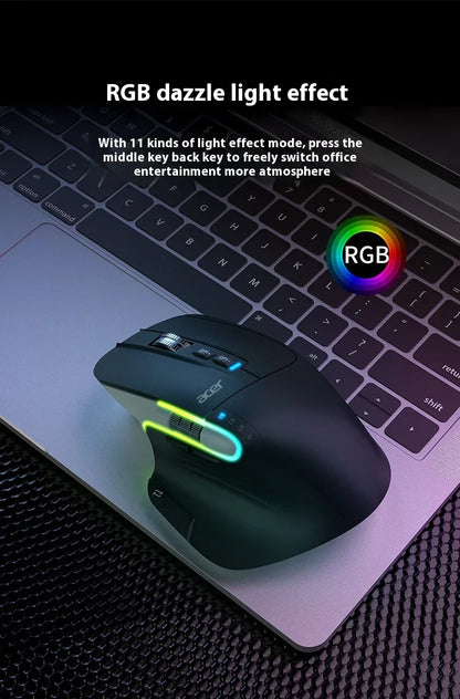 Acer Omr225 Gamer Mouse 3-mode Bluetooth Wireless Mouse Dual Scroll Ergonomic Mouse Custom Programming Gaming Mice Office Mice