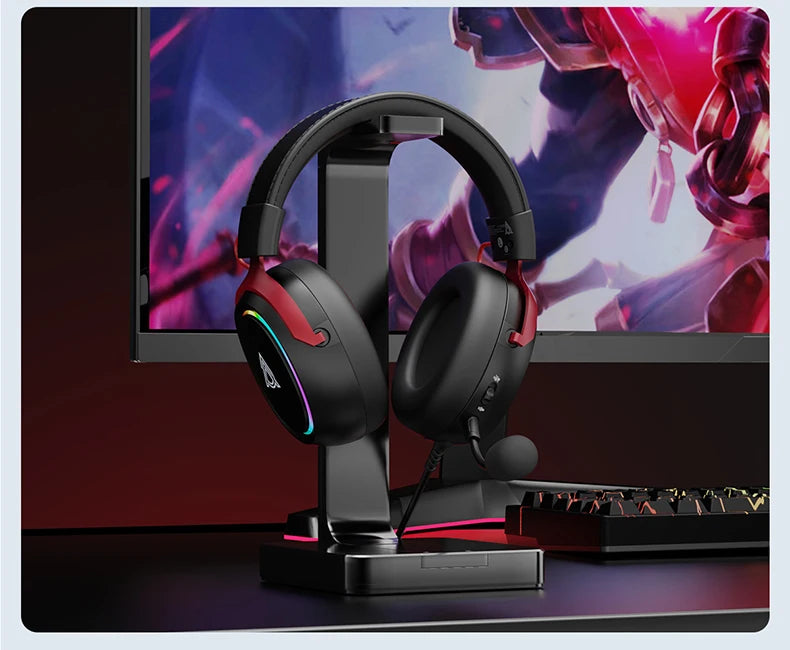 Casque de jeu filaire Ajazz AHW10 avec éclairage RGB, Plug-and-Play, haute performance/batterie longue durée pour les joueurs