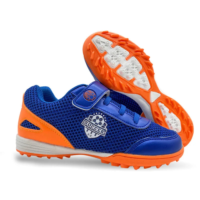 Boy Girl Tf Children's Football Shoes Hook Loop Football Boots No Spikes Lacrosse Beginner Cricket Shoes Baseball Shoes