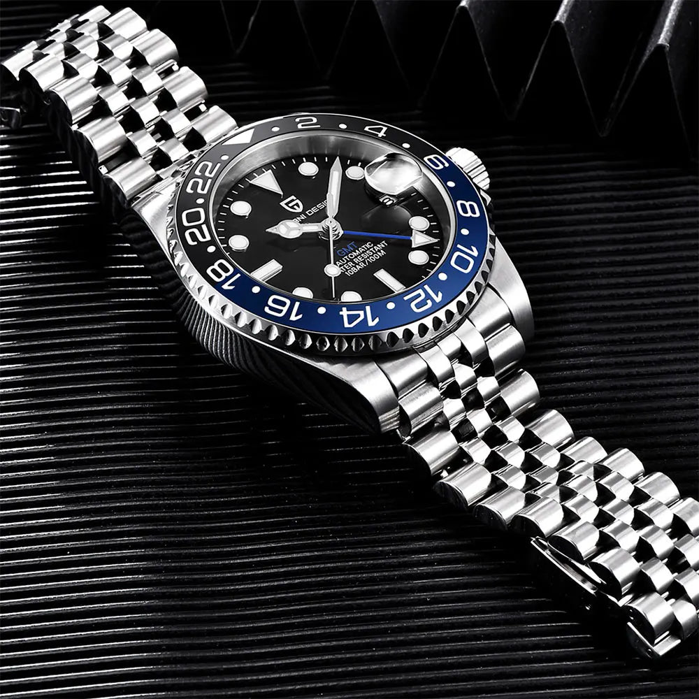 PAGANI DESIGN Men Watch GMT40mm Mechanical Watch Top Brand Sapphire Glass Stainless Steel Waterproof Clock RelogioMasculino gift