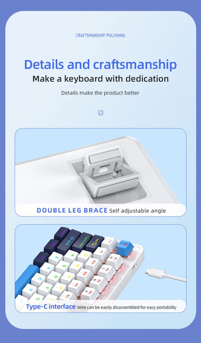 K82 75% Wired Mechanical Keyboard RGB Backlight, 82 KEY, Full Key Hot Swappable Blue Switch, Multifunctional Knob, Windows & Mac