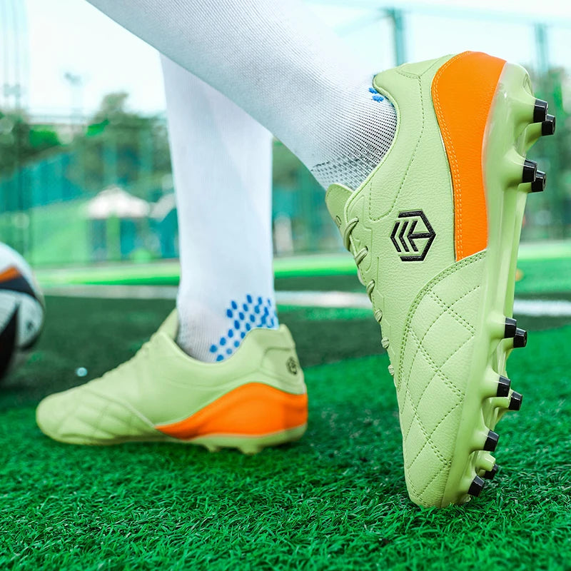 Men Long Spike Football Soccer Boots Outdoor Male Gym Training Sneakers Big Size Black White for Teenager Sports
