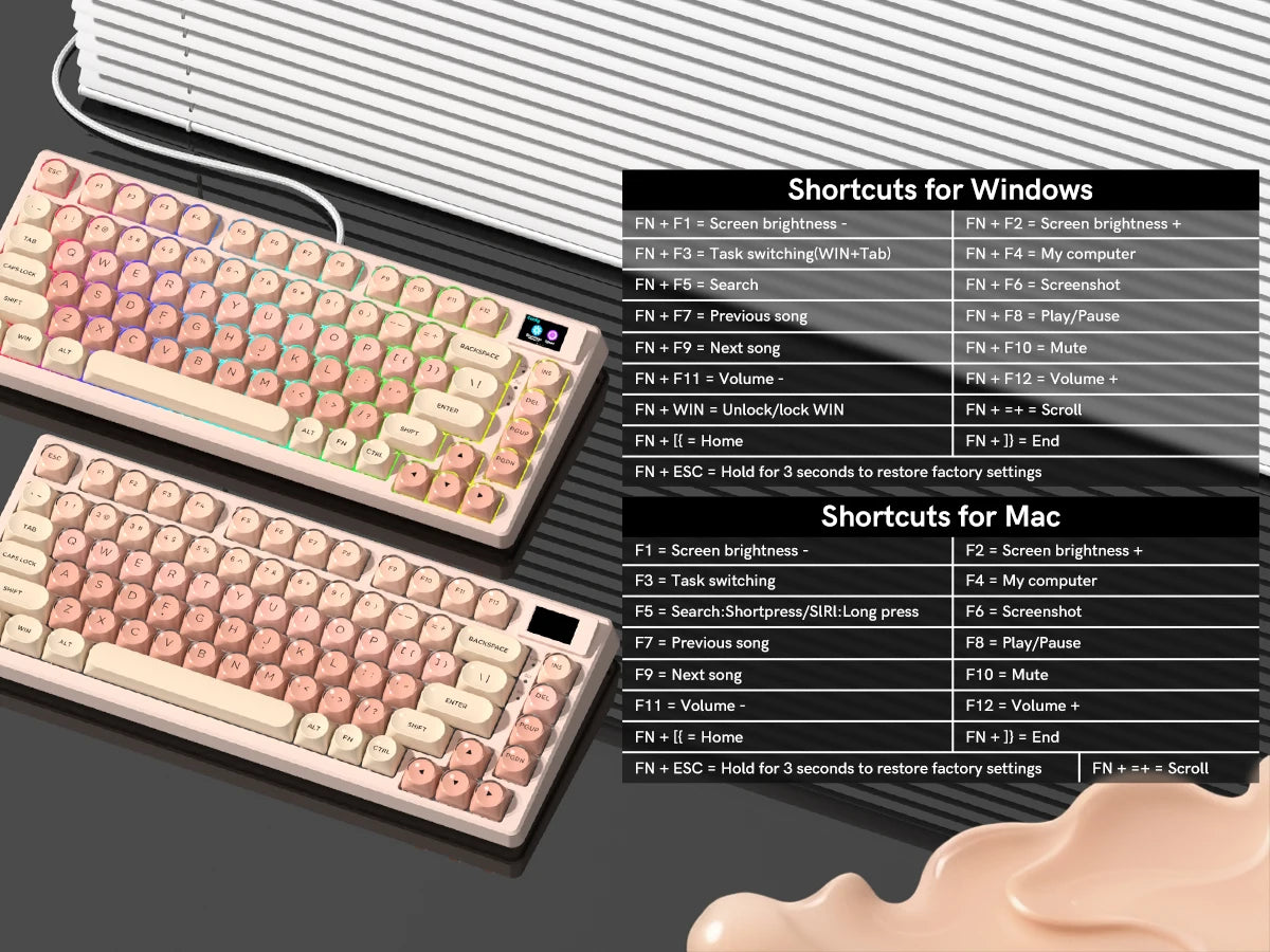 Womier S-K80 Keyboard Liquid 75% Hot Swap Keyboard with Color OLED Display Mechanical Gaming Keyboard Gasket Mount RGB for Windows