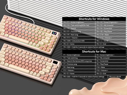 Womier S-K80 Keyboard Liquid 75% Hot Swap Keyboard with Color OLED Display Mechanical Gaming Keyboard Gasket Mount RGB for Windows