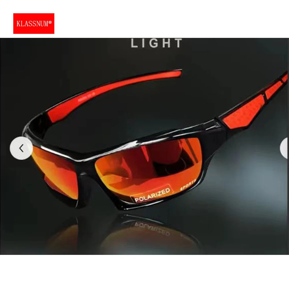 KLASSNUM Men Sports Polarized Sunglasses Lightweight Night Vision Yellow Shades Cycling Driving Fishing Fashion Mirror Sunglass