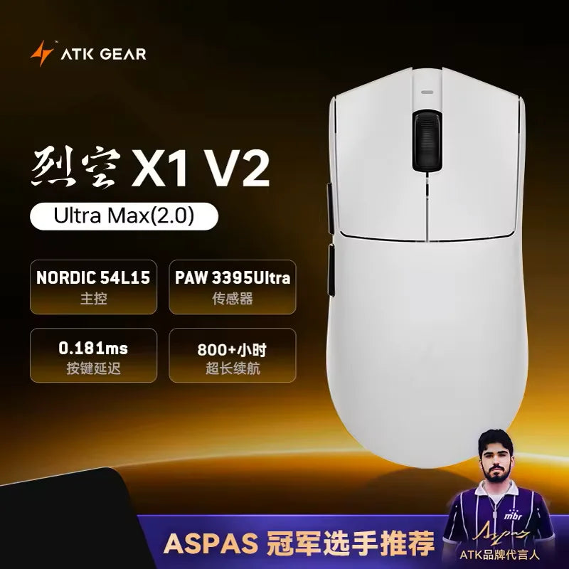 Bezdrôtová myš ATK Blazing Sky X1 V2 Ultimate Dual Mode, ľahká, PAW3950 Ultra, duálny režim 8K HZ, nízka latencia, prispôsobená ergonómia