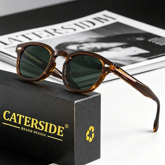 CATERSIDE Retro Round Men Sunglasses Punk Propionic Acid Pin Temple Luxury Sun Glasses Women Sports Leisure Party Eyewear UV400