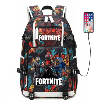 Mochila escolar Fortnite con estampado del juego para estudiantes, niños y niñas, gran capacidad, impermeable, ligera y resistente, regalo de cumpleaños