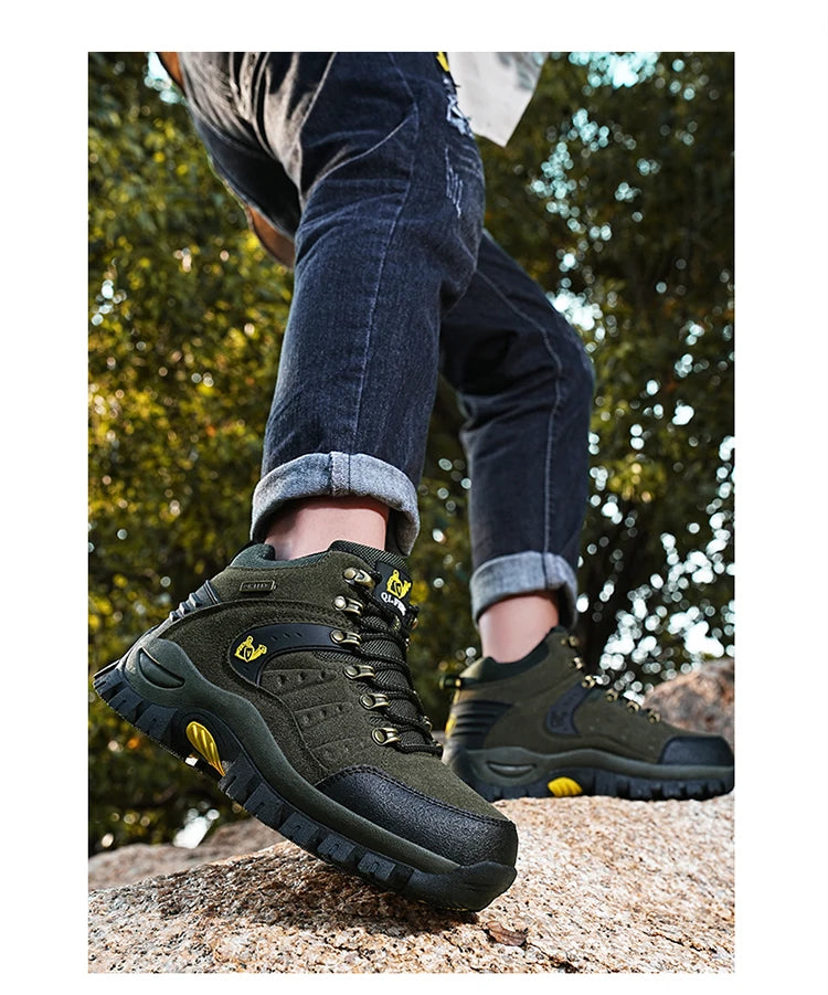 Outdoor Waterproof Hiking Boots Men's Women's Spring And Autumn Hiking Wear-resistant Mountain Sports Boots Hunting Sports Shoes