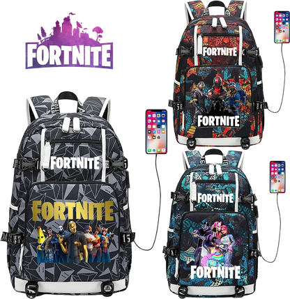 Mochila escolar Fortnite con estampado del juego para estudiantes, niños y niñas, gran capacidad, impermeable, ligera y resistente, regalo de cumpleaños