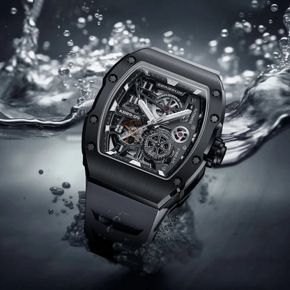 Custom Men's Watch Luxury Automatic Watches for Men High-end Hollow Rose gold Stainless Steel Mechanical Wrist Watch Reloj Clock