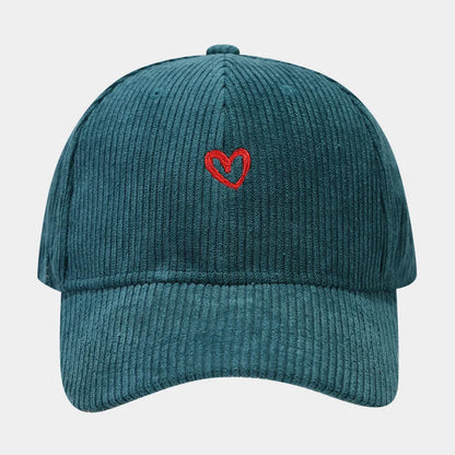 New Little Love Embroidered Corduroy Baseball Cap Spring and Autumn Women's Korean Fashion Simple Sun Hat Outdoor Casual Caps