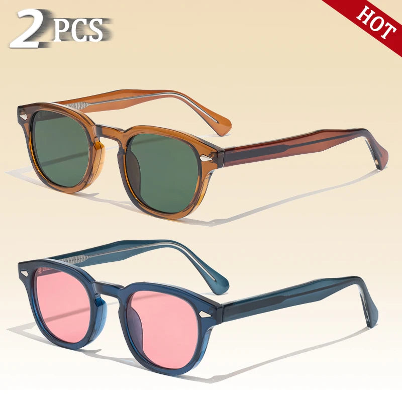 CATERSIDE Retro Small Circular Sunglasses Men Punk Propionic Luxury Brand Design Sun Glasses Women Business Party Eyewear UV400