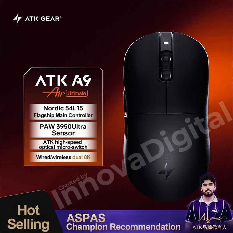 ATK Dragonfly A9 Ultimate bezdrôtová herná myš A9 Air PAW3950 ultraľahká ergonomická e-športová FPS myš pre hráčov CSGO A9 Ultra