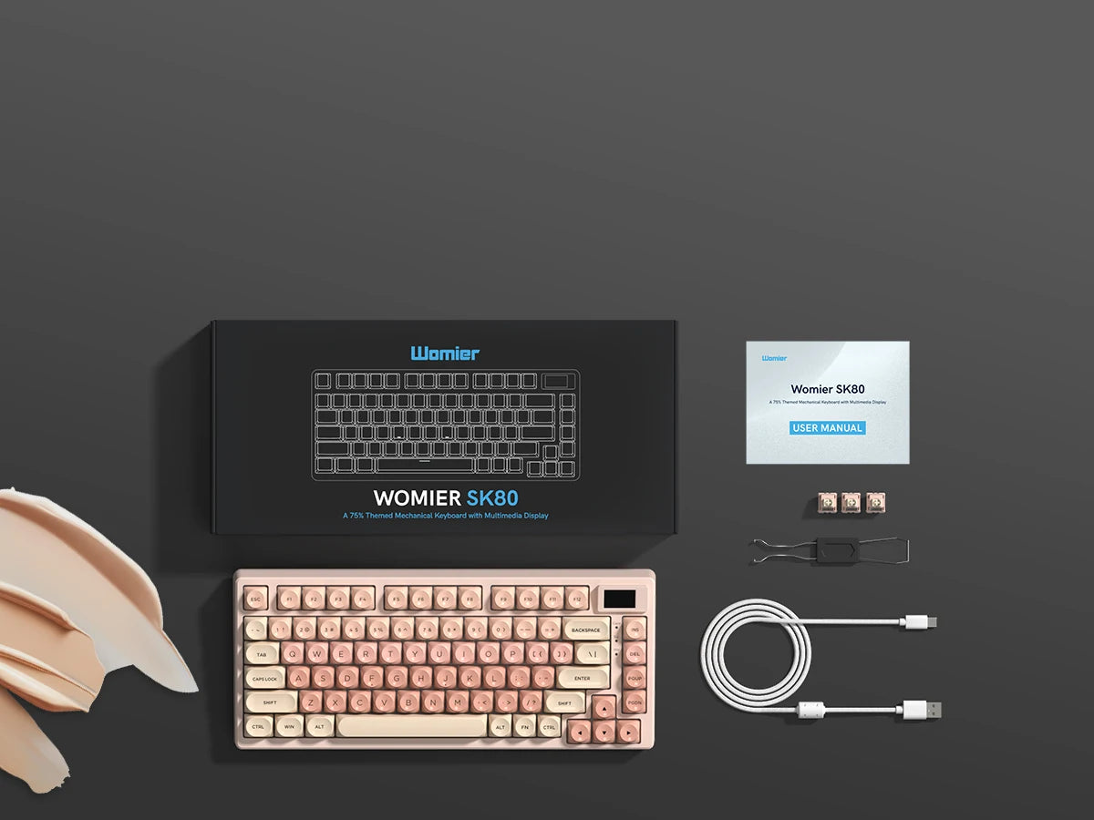 Womier S-K80 Keyboard Liquid 75% Hot Swap Keyboard with Color OLED Display Mechanical Gaming Keyboard Gasket Mount RGB for Windows