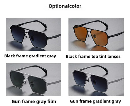 Pure Titanium Sunglasses Men Vintage Square Polarized Sun Glasses for men Women 2026 New Retro driving Mirrored UV400 Shades