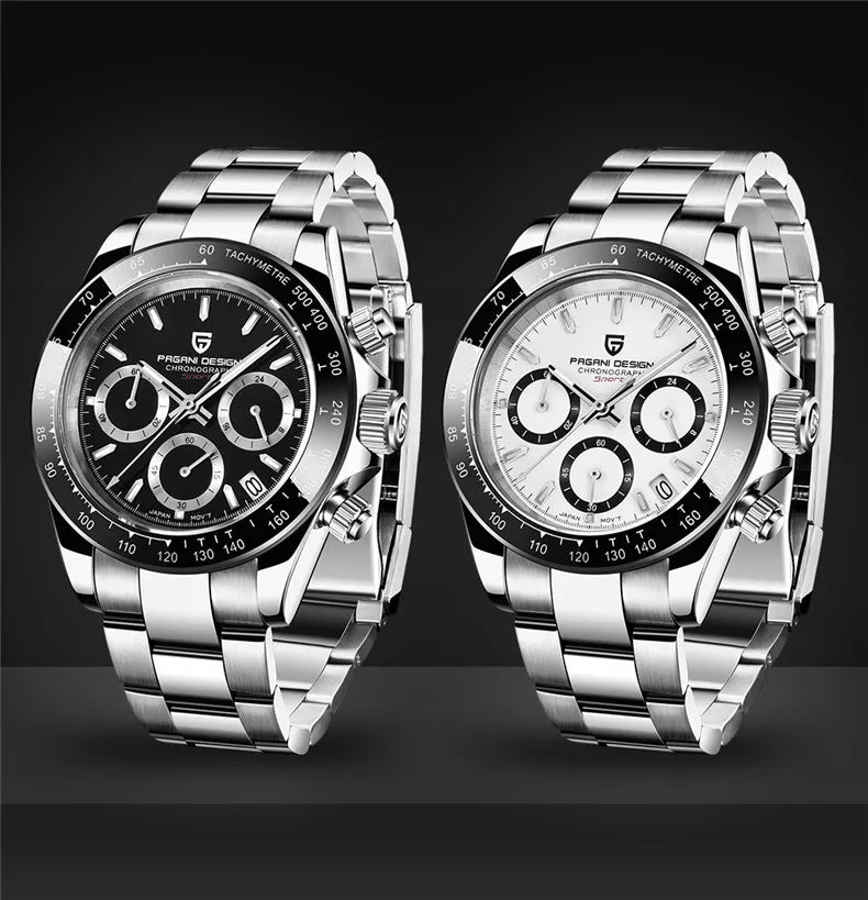 Montre-bracelet pour homme PAGANI DESIGN – Chronographe de luxe, mouvement à quartz MIYOTA VK63, verre saphir, étanche, style sportif