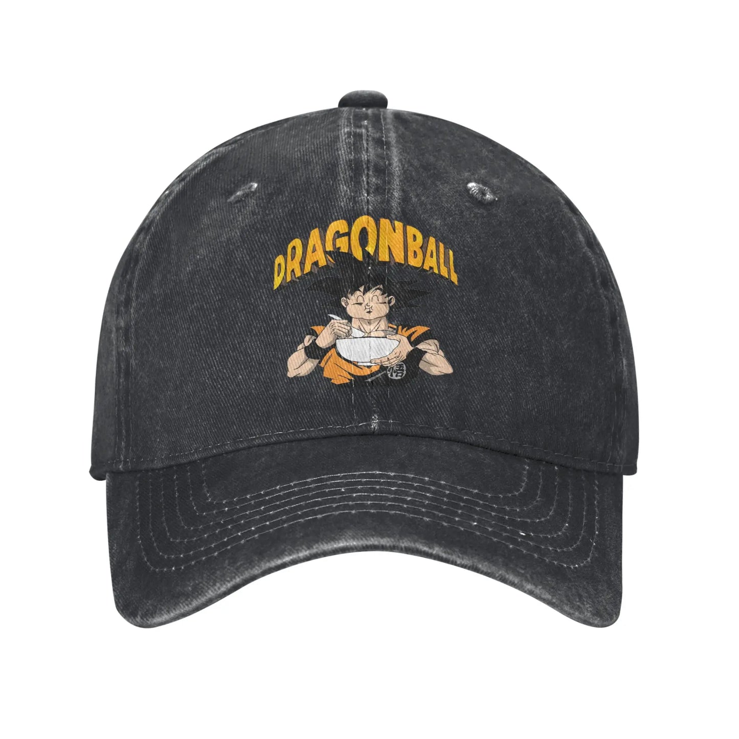 Produit gaming premium Fraquane, Retro DBZ dragon ball Goku Eating Ramen Baseball Caps Unisex Distressed Washed Sun Cap Outdoor Summer Adjustable Fit Hats Cap, équipement gamer